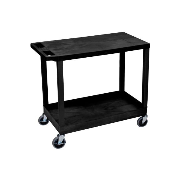 Luxor Luxor Plastic Utility Cart w/3 Shelves, 400 lb. Capacity, 35-1/4inL x 18inW x 35-1/4inH, Black EC21-B - main